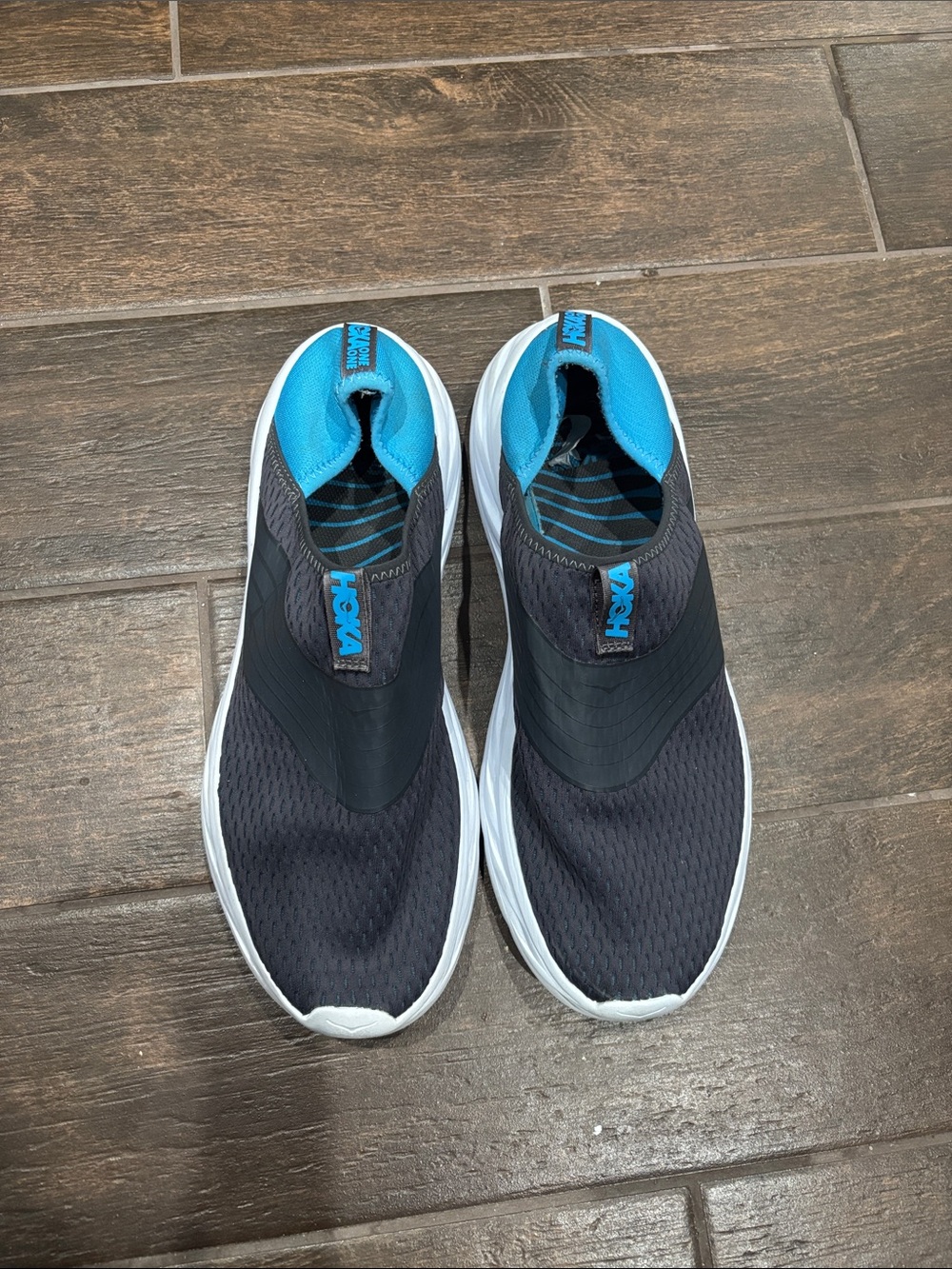 Hoka One One Men’s Slip-On Athletic Shoes - Black with Blue